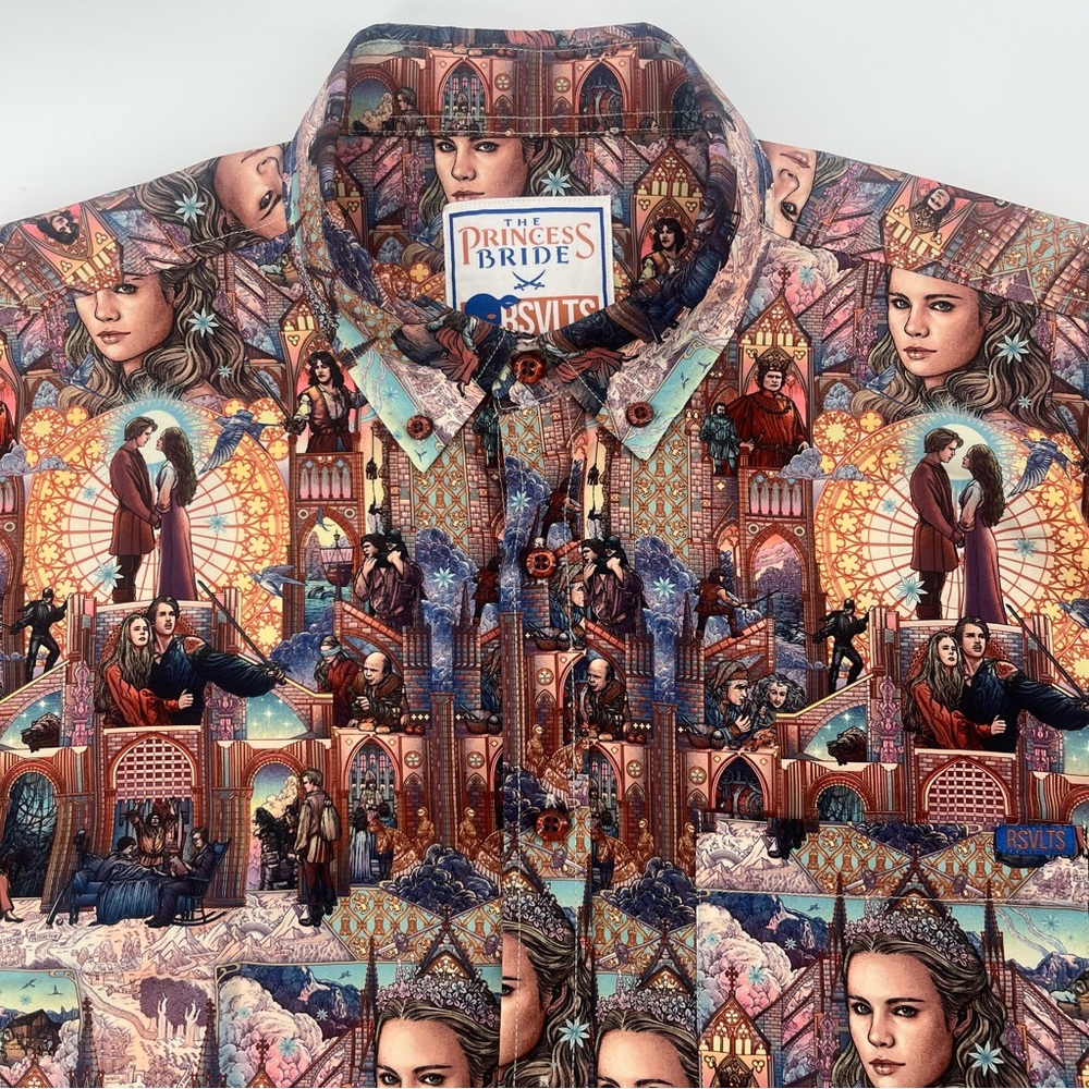 RSVLTS Princess Bride Buttercup Westley KUNUFLEX Button Down Men's Size Medium